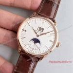 Swiss Replica A. Lange & Sohne Moonphase 384 Watch Rose Gold White Face Leather Watch 